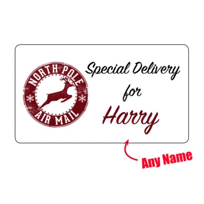 BOBBLE FROG Personalised Special Delivery Santa Christmas Present Stickers Label gift -1036