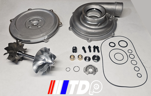 06-07 Powerstroke 6.0 63.5 Comp Cubierta, 9 Palas Turbina, 63.5 Billet Rueda Kit