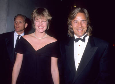 Melanie Griffith and actor Don Johnson attend the Dedication - 1989 Old Photo 3