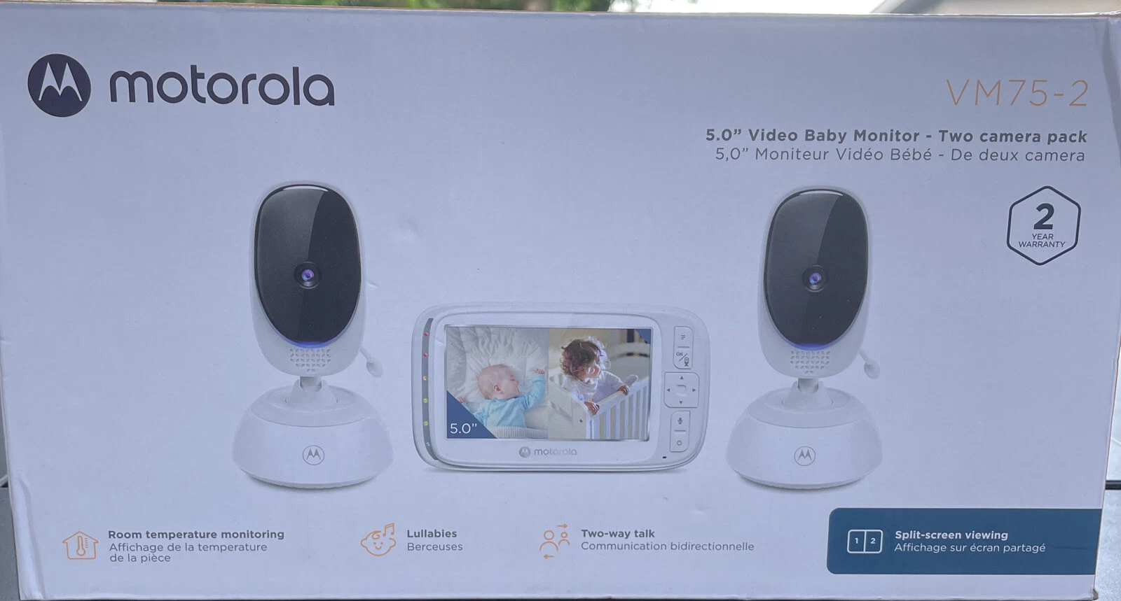 MOTOROLA 5" VIDEO BABY MONITOR 2 CAMERAS 2 With Room Temperature Monitoring