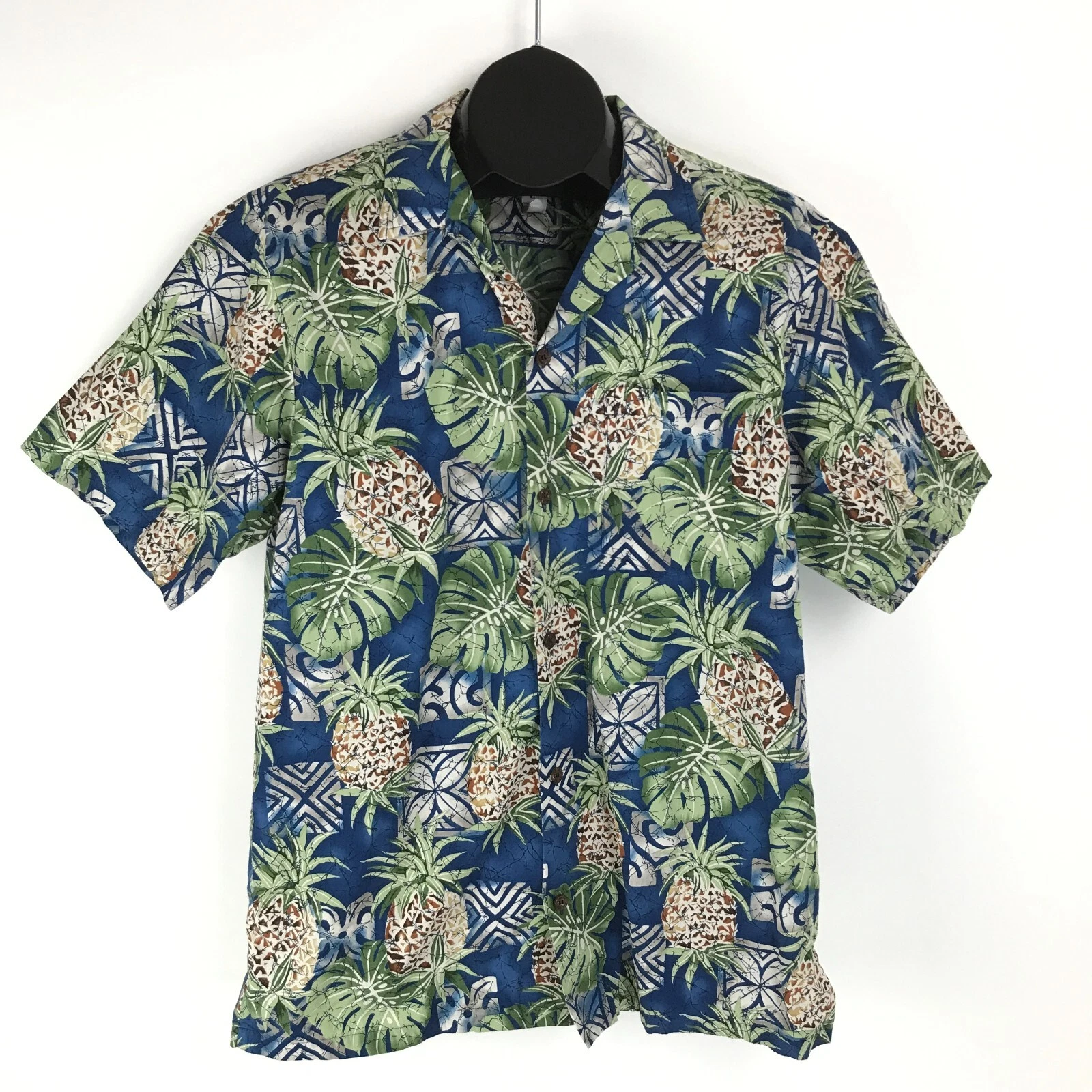RJC Hawaiian Shirt Men's Large Casual Short Sleeve Button Up Cotton Pineapple