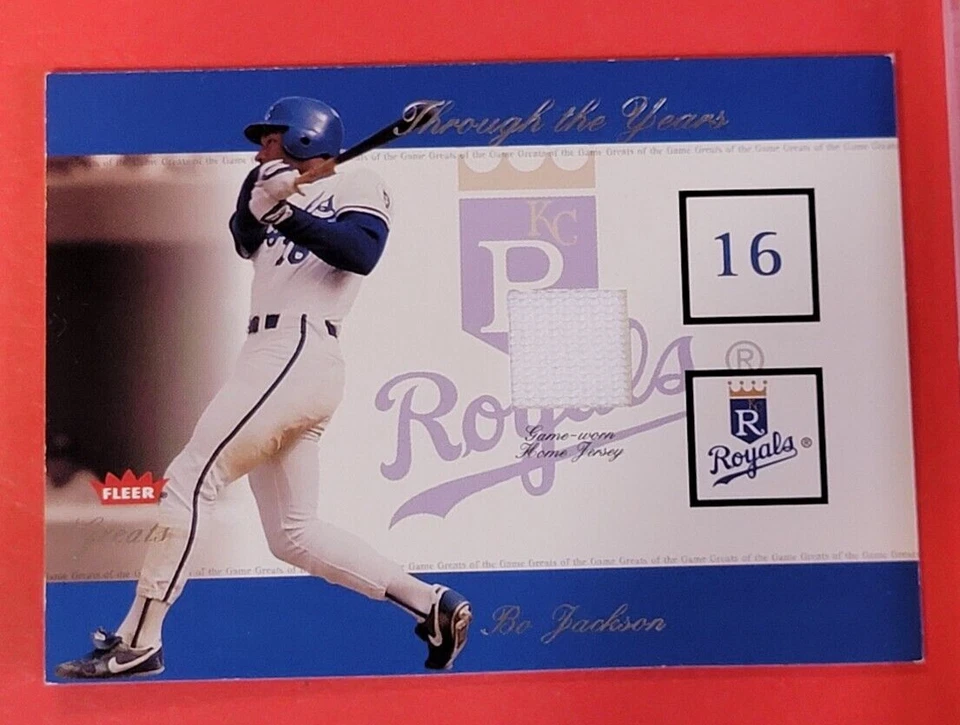 BO JACKSON AUTOGRAPH AUTO CARD PSA 7 NR MINT & GAME USED JERSEY CARD FLEER GREAT - Image 3 of 4