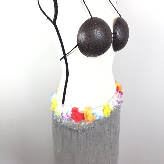 Hawaiian Hula Girl Adult Luau Party Costume Grass Skirt Coconut Bra eBay
