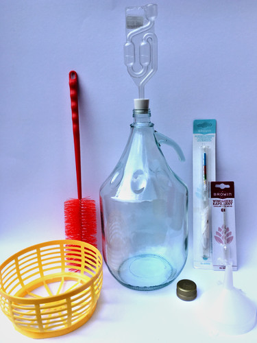 Startset 5L Weinballon Gärröhrchen Alkoholmeter Vinometer Stopfen Glasballon uvm