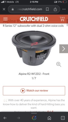 ALPINE SWR-T12 TYPE-R 4-OHMS SHALLOW MOUNT SUBWOOFER 12