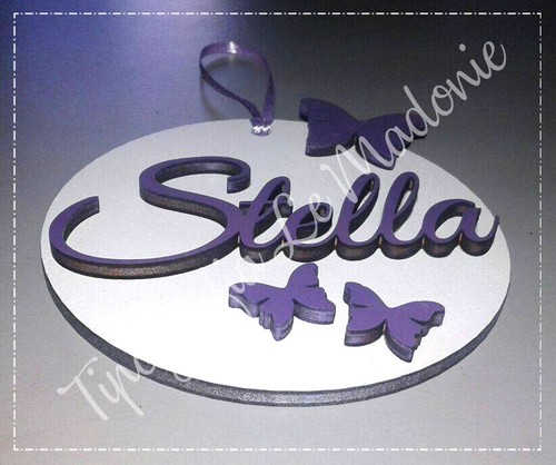 Pallina di Natale 3D con nome e farfalle. - Foto 2 di 3