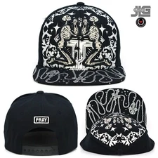 Pray Skull New Leader TL Embroidery Snapback Hat Skulls Adult Adjustable Cap