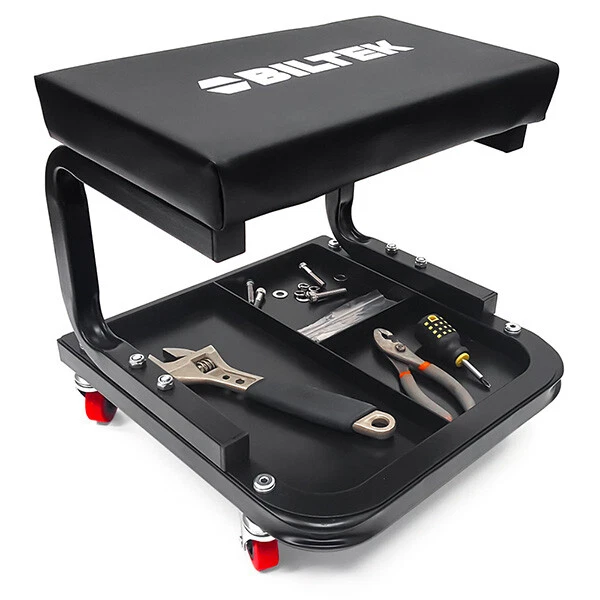 Heavy Duty Mechanics Creeper Seat Rolling Work Stool Tools Tray