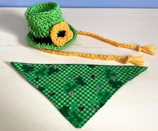 Pet Dog or Cat St. Patrick's Day Bandana Scarf  Green leprechaun hat
