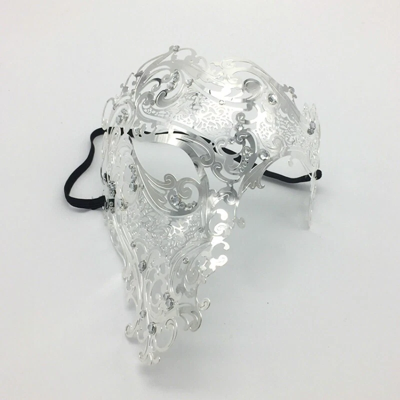 Metal Venetian Mask Masquerade Half Face Party Filigree Crystal Diamante Retro - Image 4 of 4