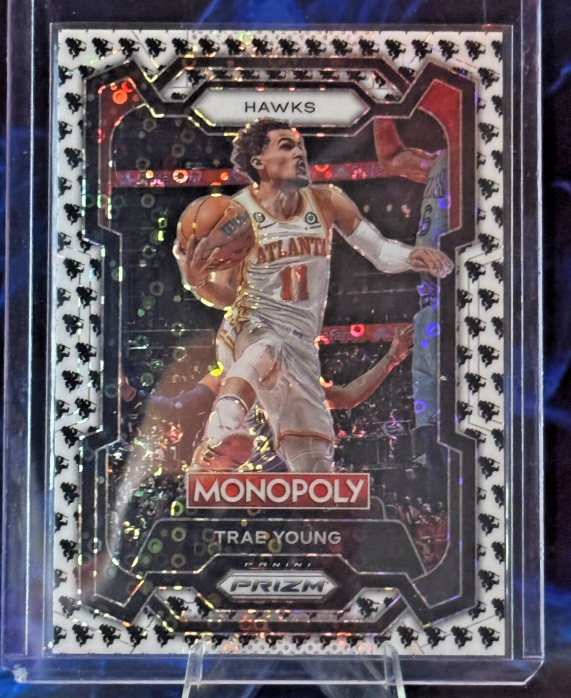 Trae Young 2023-24 Monopoly Prizm Black & White Monopoly Running Man SSP #4 Sp