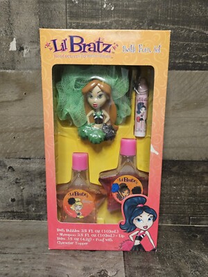 Lil' Bratz Bath Fun Set Bubble Bath Shampoo Lip Balmp Pouf Bratz Doll