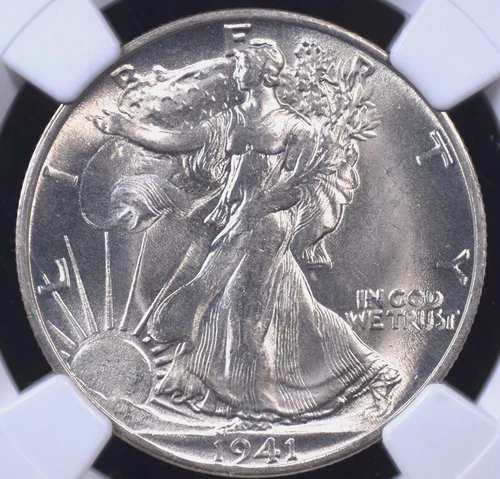 1941 S WALKING LIBERTY HALF DOLLAR NGC MS 64 FROSTY WHITE VERY CHOICE KEY DATE 