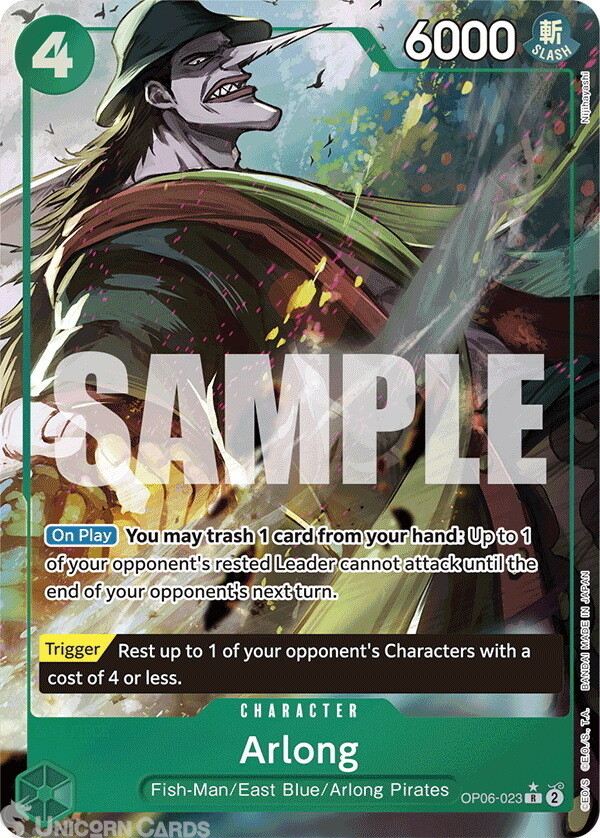 OP06-023 Arlong : Rare Full Art English One Piece TCG Card : PRB01: One Piece Ca