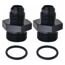 2PCS ORB-8 O-ring Boss 8AN to AN6 6AN Male Adapter Fitting Black For Fuel Rail