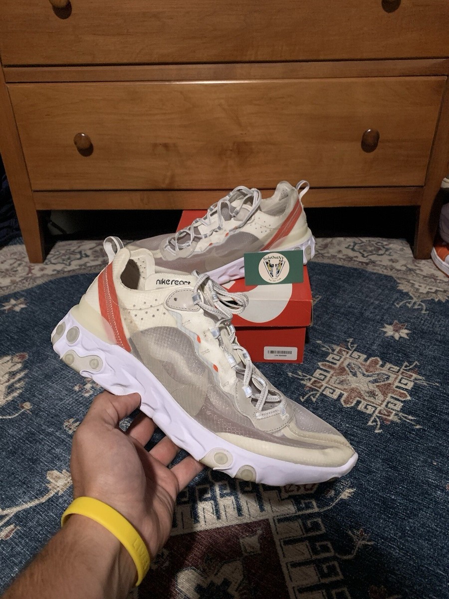 Preowned Size 12 2018 Nike React Element 87 Sail Light Bone