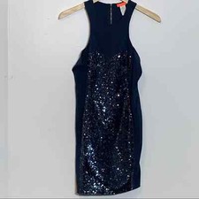 EUC Banjul Navy and Silver Sequin Zip Back Dress Medium
