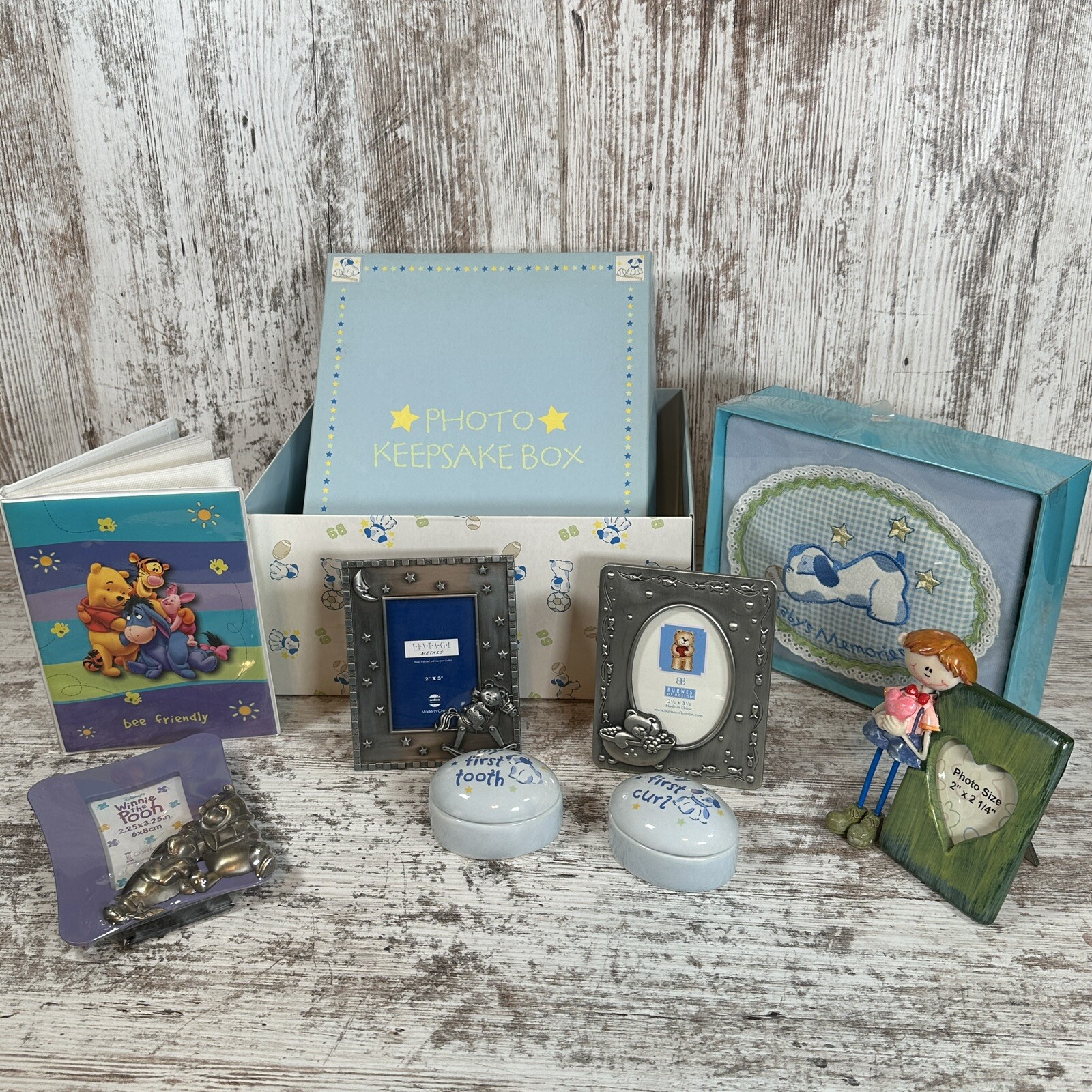 Vintage Baby Gift Set~ Photo Box, Baby Frames & Albums, 1st Curl & Tooth Ceramic