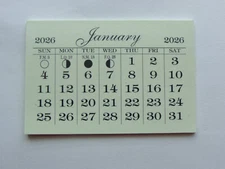 2026 MINI MONTHLY TEAR OFF QUALITY MOON CALENDAR PAD BACK CARD STOCK