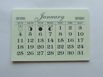 2026 MINI MONTHLY TEAR OFF QUALITY MOON CALENDAR PAD BACK CARD STOCK