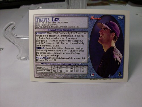 1998 Bowman International #292 - Travis Lee - Arizona Diamondbacks 98-120 - Picture 2 of 2