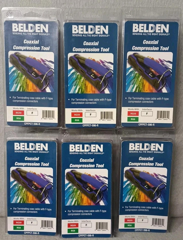 Herramienta de compresión coaxial Belden 6 para conectores F RG59 o RG6 CPFPCT-596-R Foto 2 de 3