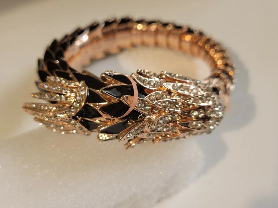 Austrian Crystals Enamel Eagle Bangle Bracelet 7" - Image 3 of 4