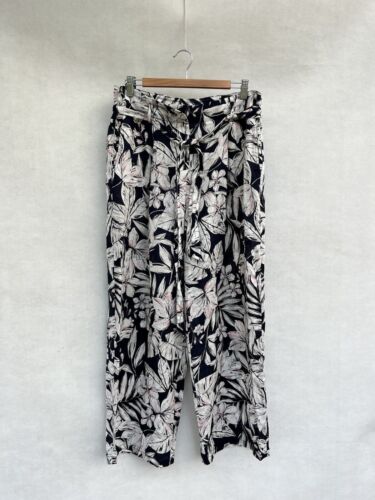 🎈 COUNTRY ROAD FRENCH LINEN  Floral Wide Leg Pants 10 S Paperbag - Bild 1 von 5