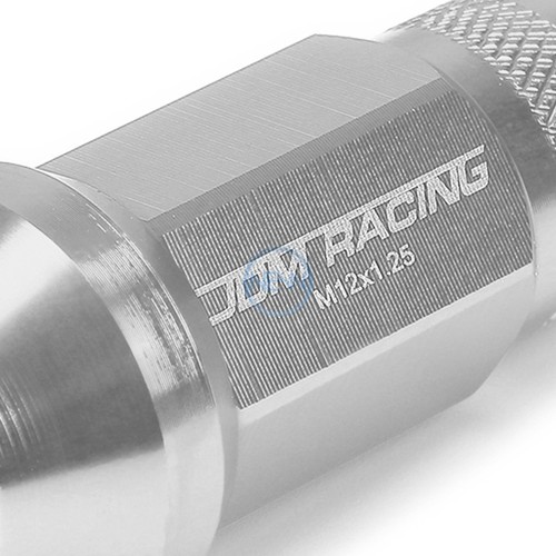 50mm Aluminum M12x1.25 6-Point 25mm OD Open End Silver 20 Lug Nuts Set+Adapter - Picture 2 of 5