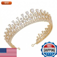 QXMYOO Vintage Women Wedding Tiaras Gold Cubic Zirconia Pageant Crowns Sweet 16