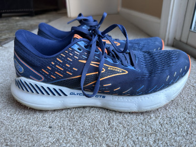 Brooks Glycerin GTS 20 Mens 10 2E Shoes Blue Orange Running Walking 1103831D444