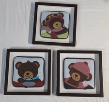 Lambs  Ivy Baby Aviator Plush Wall Art Decor 3 Pcs. Upgraded: in Wood Frames