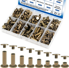 130Sets Chicago Screws Kit, Bronze Screw Rivets, 8 Sizes Carbon Steel Binding Sc