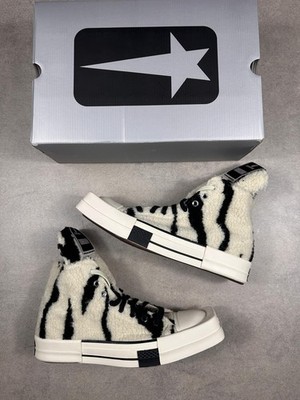 Converse TURBODRK Chuck Taylor All Star 70 Hi Rick Owens DRKSHDW Sherpa Zebra St
