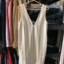 TOBI Navy Sleeveless Lined Shift Dress Deep V-Back Sz Small/P