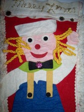 VINTAGE FELT CHRISTMAS STOCKING RAGGEDY ANDY 1950'S 60'S RETRO