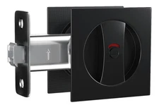 Black Pocket Door Hardware Lock with Red-Green Indicator for Sliding Bifold