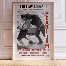 Lollapalooza II 1992 Tour Pearl Jam Poster Wall Art A0 Large Print Decor Vintage
