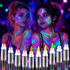 UV Glow in the Dark Face  Body Paint Markers, 10 Multicolor-10PCS