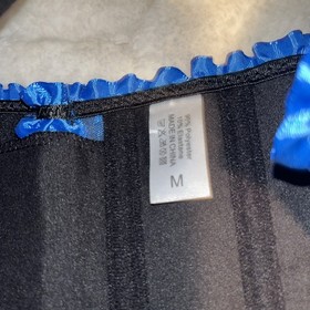 Blue/Black Brocade Ruffled Lace up Corset Bustier