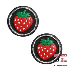 Craedli Bling Strawberry Car Cup Coaster, 2.75 Inch Crystal Rhinestone 2PCS