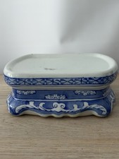 Vintage Blue White Ceramic Display Stand Plant Stand Oriental Style Chinese 20cm
