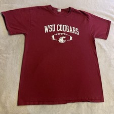 WSU Cougars Shirt Men Medium Red Football Sportswear NCAA Athletic Logo Gym Tee