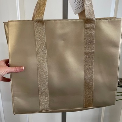 Jimmy Choo Parfums Tote Gift Bag Gold Metallic Glitter Holiday 