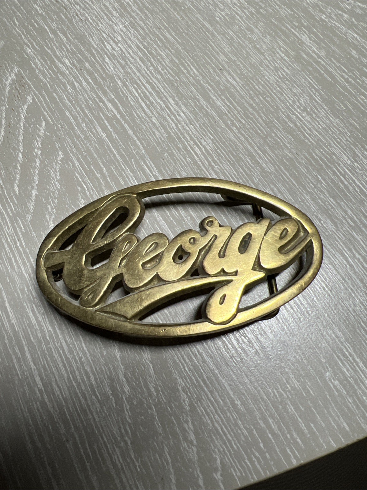 Vintage Solid Brass George Script Cursive Spell-O… - image 1