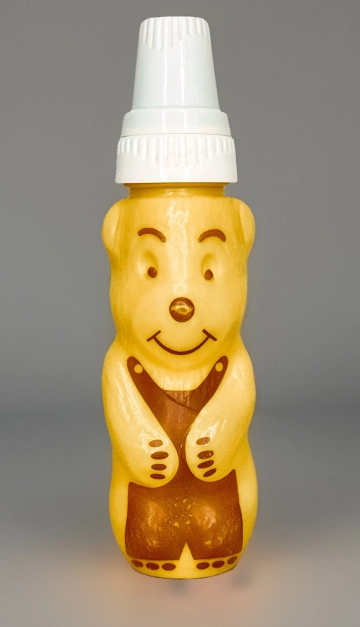Vintage Gerber Hard Plastic Yellow Bear Nurser Baby Bottle & Cap - Ships FREE!