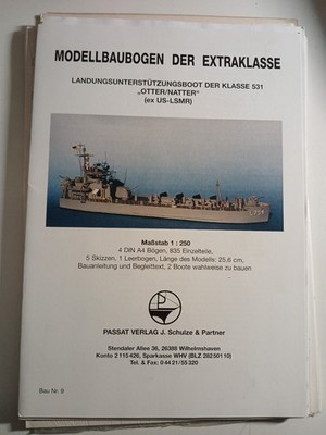 Modellbaubogen  1:250 Landungsunterstüzungsboot Otter / Natter
