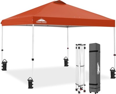 EAGLE PEAK Pop Up Canopy Tent with Wheeled Carry Bag, 8 Stakes, 4 Ropes, 4 Weigh