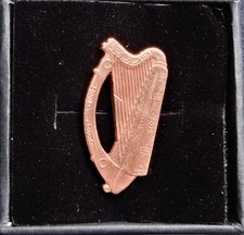 Harp Lapel Pin Cut From Irish 1d Coin Good Luck