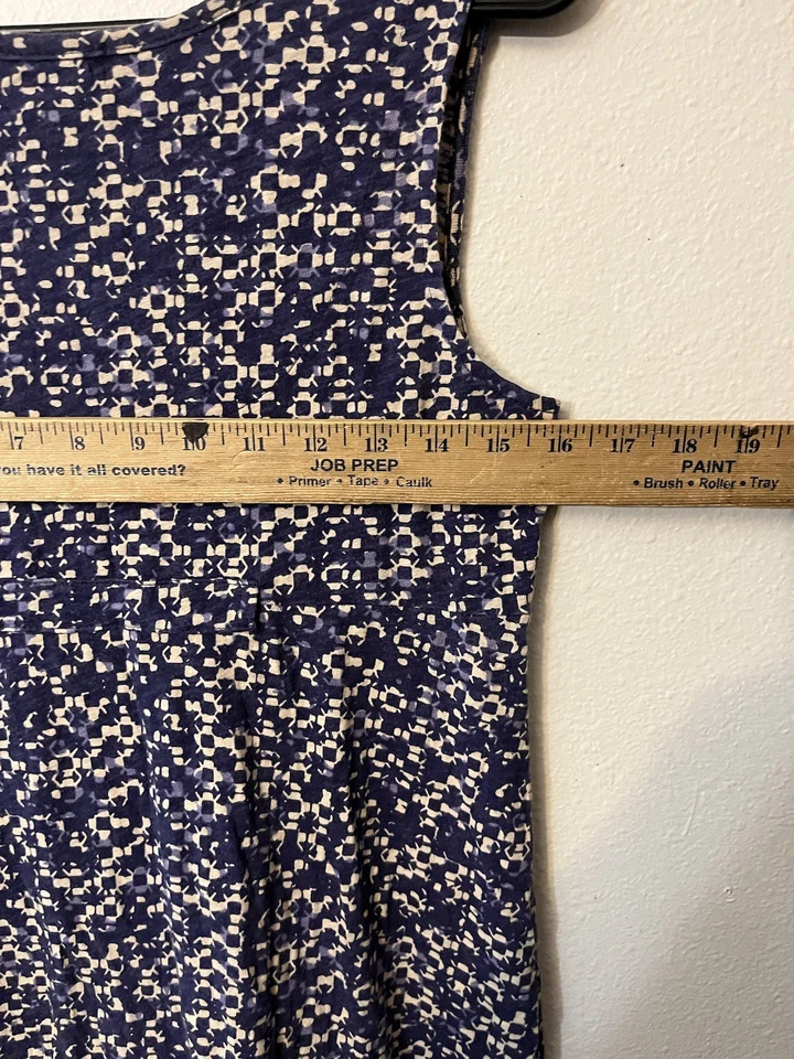 Vestido Eddie Bauer Midi Sin Mangas Cuello en V Púrpura Geométrico Talla S Boho Foto 4 de 4
